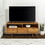 Mid-Century Modern Solid Wood 3-Drawer 58" TV Stand for 65" TVs with 2 Open Cubbies - Caramel