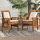 Modern 2-Piece Slat-Back Patio Chairs with Cushions - Brown