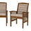 Modern 2-Piece Slat-Back Patio Chairs with Cushions - Dark Brown