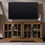 Modern Farmhouse Windowpane Glass-Door TV Stand for TVs up to 65" - Rustic Oak