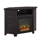 Classic Glass-Door Fireplace TV Stand for TVs up to 55