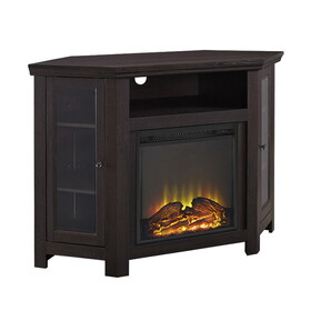 Classic Glass-Door Fireplace TV Stand for TVs up to 55" - Espresso