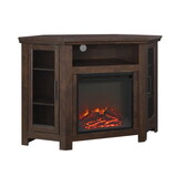 Classic Glass-Door Fireplace TV Stand for TVs up to 55