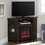 Classic Glass-Door Fireplace TV Stand for TVs up to 55" - Brown