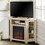 Classic Glass-Door Fireplace TV Stand for TVs up to 55" - White Oak