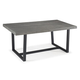 Modern Distressed Solid Wood and Metal Open Frame Dining Table - Grey