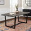 Modern Distressed Solid Wood and Metal Open Frame Dining Table - Grey