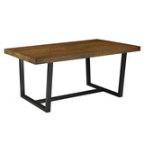 Modern Distressed Solid Wood and Metal Open Frame Dining Table - Rustic Oak