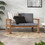 Contemporary Solid Acacia Wood Loveseat with Cushions - Brown