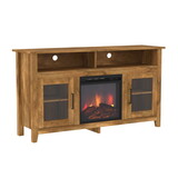 Classic Glass-Door Fireplace Tall TV Stand for TVs up to 65