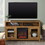 Classic Glass-Door Fireplace Tall TV Stand for TVs up to 65" - Barnwood