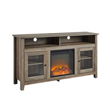 Transitional Electric Fireplace Wood and Glass TV Stand for TVs up to 65