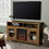 Transitional Electric Fireplace Wood and Glass TV Stand for TVs up to 65" - Grey Wash