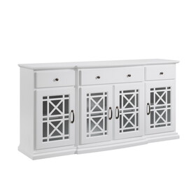 Classic Fretwork Detailed Glass-Door Sideboard - White