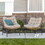 Coastal Scooped Outdoor Patio Chairs with Cushions, Set of 2 - Natural