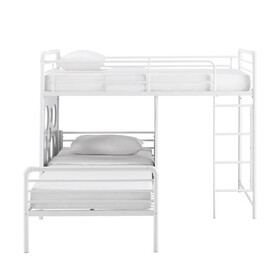 Modern Geo Cutout Colorful Twin L-Shaped Bunk Bed - White / Cool Grey