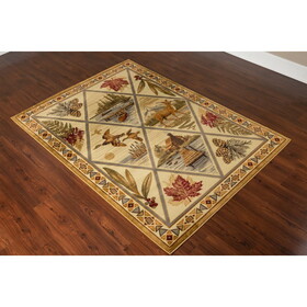 Woodland GC_RST5202 Cream 5 ft. 3 in. x 7 ft. 3 in. Lodge Area Rug