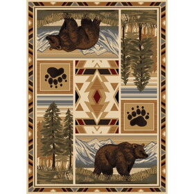 Woodland GC_RST5301 Multi 7 ft. 10 in. x 10 ft. 3 in. Lodge Area Rug B186P180924