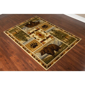 Woodland GC_RST5301 Multi 5 ft. 3 in. x 7 ft. 3 in. Lodge Area Rug B186P180925