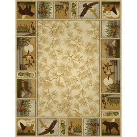 Woodland GC_RST5502 Cream 7 ft. 10 in. x 10 ft. 3 in. Lodge Area Rug