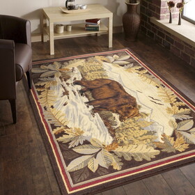 Nature's Nest GC_CBL3008 Multi 5 ft. 3 in. x 7 ft. 3 in. Lodge Area Rug