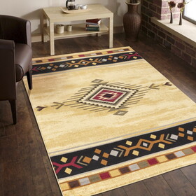 Tribes GC_YLS4003 Cream 5 ft. 3 in. x 7 ft. 3 in. Southwest Area Rug
