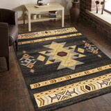 Tribes GC_YLS4004 Black 5 ft. 3 in. x 7 ft. 3 in. Southwest Area Rug