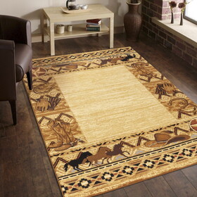 Tribes GC_YLS4011 Beige 5 ft. 3 in. x 7 ft. 3 in. Southwest Area Rug