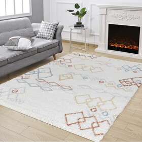 Loft Shag GC_CZY1005 Ivory 5 ft. 3 in. x 7 ft. Shaggy Area Rug