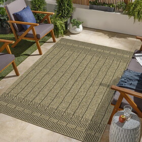 Earth GC_NTL1008 Jute/Black 7 ft. 10 in. x 10 ft. 3 in. Indoor/Outdoor Area Rug P-B186P198832