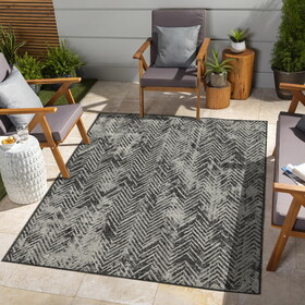 Sunshine GC_HAR2011 Anthracite 7 ft. 10 in. x 10 ft. 3 in. Indoor/Outdoor Area Rug P-B186P198883