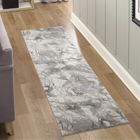 Geometrix GC_DIM1001 Gray 2 ft. 7 in. x 9 ft. 10 in. Area Rug B186P316809
