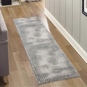 Geometrix GC_DIM1002 Gray 2 ft. 7 in. x 9 ft. 10 in. Area Rug B186P316812