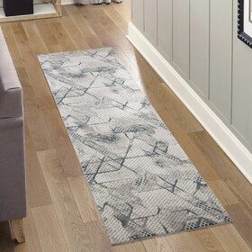 Geometrix GC_DIM1006 Gray 2 ft. 7 in. x 9 ft. 10 in. Area Rug B186P316824