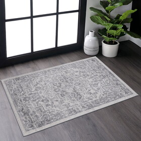 NAAR MARFI Collection 2X3 Silver/Oriental Non-Shedding Living Room Bedroom Dining Home Office Stylish and Stain Resistant Area Rug B189P183422