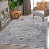 NAAR MARFI Collection 5X7 Silver/Oriental Non-Shedding Living Room Bedroom Dining Home Office Stylish and Stain Resistant Area Rug B189P183424