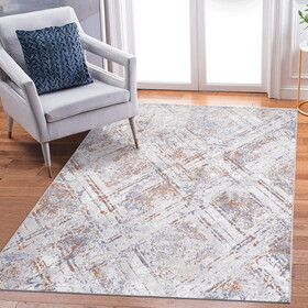 NAAR PAYAS Collection 6X9 Beige /Geometric Non-Shedding Living Room Bedroom Dining Home Office Stylish and Stain Resistant Area Rug B189P183449