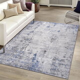 NAAR MARFI Collection 6X9 Silver/Blue/Abstract Non-Shedding Living Room Bedroom Dining Home Office Stylish and Stain Resistant Area Rug B189P183507