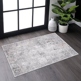 NAAR MARFI Collection 2X3 Grey / Multi / Abstract Doormat Rug B189P183509
