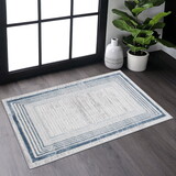 NAAR MARFI Collection 2X3 Blue/Ivory/Bordered Non-Shedding Living Room Bedroom Dining Home Office Stylish and Stain Resistant Area Rug B189P183526