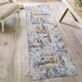 NAAR PAYAS Collection 2X8 Ivory/Blue /Abstract Non-Shedding Living Room Bedroom Dining Home Office Stylish and Stain Resistant Area Rug B189P183556