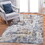 NAAR PAYAS Collection 6X9 Ivory/Blue /Abstract Non-Shedding Living Room Bedroom Dining Home Office Stylish and Stain Resistant Area Rug B189P183558