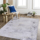 Naar 4x6 Area Rug, Washable Rug, Low-Pile, Non-Slip, Non-Shedding, Foldable, Kid & Pet Friendly - Area Rugs for living room, bedroom, kitchen, dining room rug - Perfect Gifts, (Gray/Gold, 4' x 6')