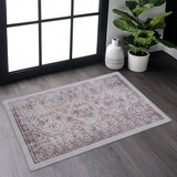 Naar 2x3 Beige Area Rug, Machine Washable Area Rugs, Low-Pile, Non-Slip, Non-Shedding, Foldable, Kid & Pet Friendly - Area Rugs for living room, bedroom, kitchen, dining room rug - (Beige, 2' x 3')