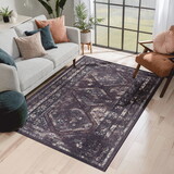 Naar 6x9 Area Rugs, Washable Rug, Low-Pile, Non-Slip, Non-Shedding, Foldable, Kid & Pet Friendly - Area Rugs, Wedding Gift, (Black+Burgundy, 6'x 9') B189P188999