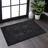 Naar 2x3, Machine Washable Area Rugs, Low-Pile, Non-Slip, Non-Shedding, Foldable, Kid & Pet Friendly - Area Rugs, Perfect Gift, (Black+ Gray, 2'x3') B189P189000