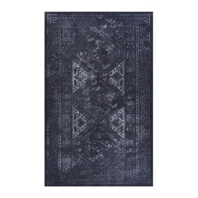 Naar 4x6 Area Rugs, Washable Rug, Low-Pile, Non-Slip, Non-Shedding, Foldable, Kid & Pet Friendly - Area Rugs, Perfect Gifts, (Black+ Gray, 4' x 6') B189P189003