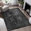 Naar Area Rugs 8x10 for Living Room, Washable Rug, Low-Pile, Non-Slip, Non-Shedding, Foldable, Kid & Pet Friendly - Area Rugs for living room, bedroom, kitchen, dining room, (Black+ Gray, 8' x 10')