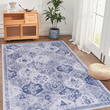 Naar 4x6 Area Rugs, Washable Rug, Low-Pile, Non-Slip, Non-Shedding, Foldable, Kid & Pet Friendly - Area Rugs for living room, bedroom, kitchen, dining room rug, Blue Area Rug - (Blue, 4' x 6')