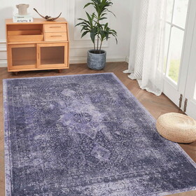 Naar Area Rug 3x5, Washable Rug, Low-Pile, Non-Slip, Non-Shedding, Foldable, Kid & Pet Friendly - Area Rugs for living room, bedroom, kitchen, dining room rug - Perfect Gifts, (Anthracite, 3' x 5')